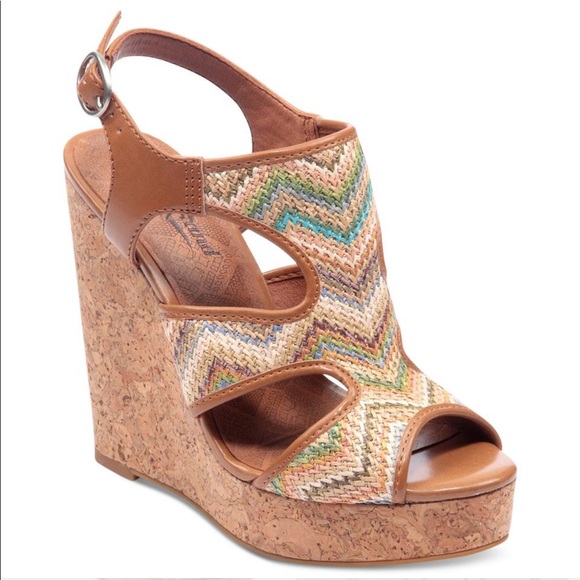 Lucky Brand Shoes - LUCKY BRAND | Multi-Colored Woven Cork Wedge Heels